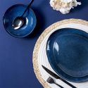 Set de 6 assiettes plates galet en céramique au grés du temps bleu (27.5x23cm) - GALET