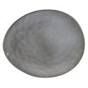 Set de 6 assiettes plates galet en céramique au grés du temps gris (27.5x23cm) - GALET