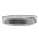 Set de 6 assiettes plates galet en céramique au grés du temps gris (27.5x23cm) - GALET