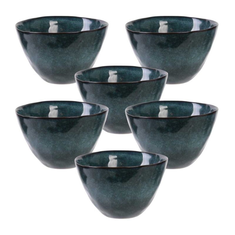 Set de 6 bols 55cl en céramique au grés du temps bleu - GALET Set de 6 bols 55cl en céramique au grés du temps bleu - GALET