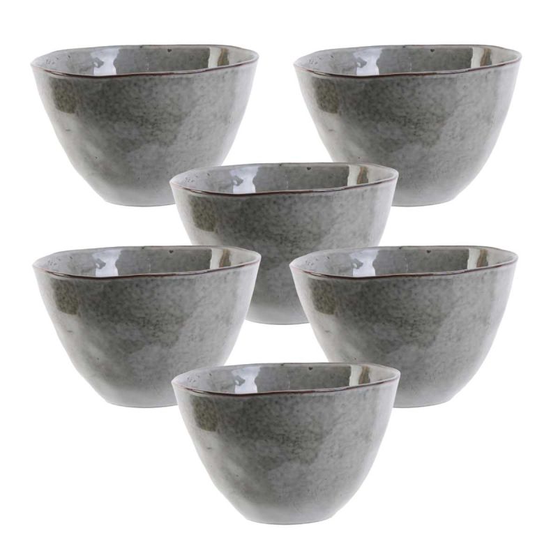 Set de 6 bols 55cl en céramique au grés du temps gris - GALET