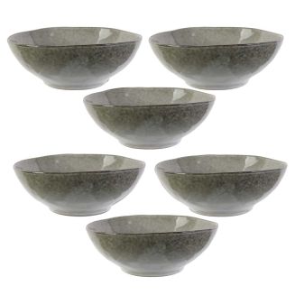 Set de 6 bols 80cl en céramique au grés du temps gris - GALET