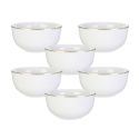 Set de 6 bols blancs en porcelaine avec liseré doré (50cl) - AURA