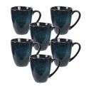 Set de 6 mugs 30cl en céramique au grés du temps bleu - GALET