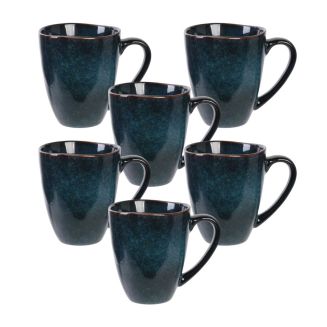Set de 6 mugs 30cl en céramique au grés du temps bleu - GALET