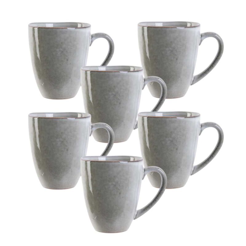Set de 6 mugs 30cl en céramique au grés du temps gris - GALET Set de 6 mugs 30cl en céramique au grés du temps gris - GALET
