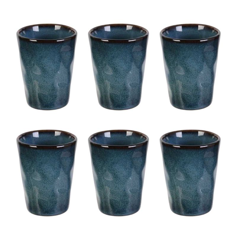 Set de 6 tasses à expresso 8cl en céramique au grés du temps bleu - GALET