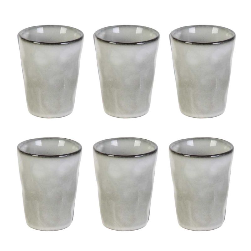 Set de 6 tasses à expresso 8cl en céramique au grés du temps gris - GALET