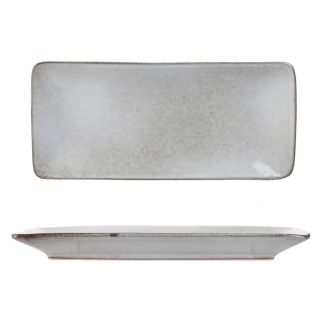 Set de 2 plats rectangulaire en céramique au grés du temps gris (22x10cm) - GALET