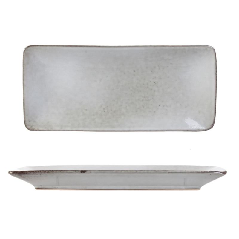 Set de 2 plats rectangulaire en céramique au grés du temps gris (22x10cm) - GALET Set de 2 plats rectangulaire en céramique au grés du temps gris (22x10cm) - GALET