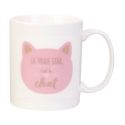 Mug thermoreactif 30 cl en céramique blanc avec un chat