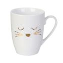Mug chat 35cl en céramique blanc avec cuillère en inox