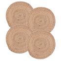 Ensemble de 4 sets de table rond tressés en jonc de mer naturel (Ø38cm)