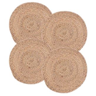 Ensemble de 4 sets de table rond tressés en jonc de mer naturel (Ø38cm)