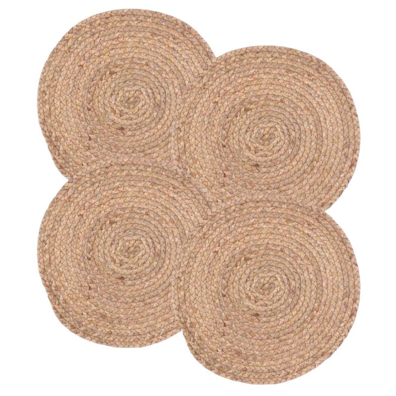 Ensemble de 4 sets de table rond tressés en jonc de mer naturel (Ø38cm) Ensemble de 4 sets de table rond tressés en jonc de mer naturel (Ø38cm)