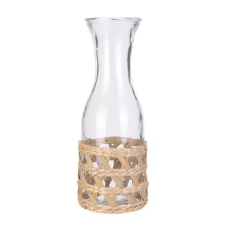 Carafe en verre 1L avec cannage en bois de saule