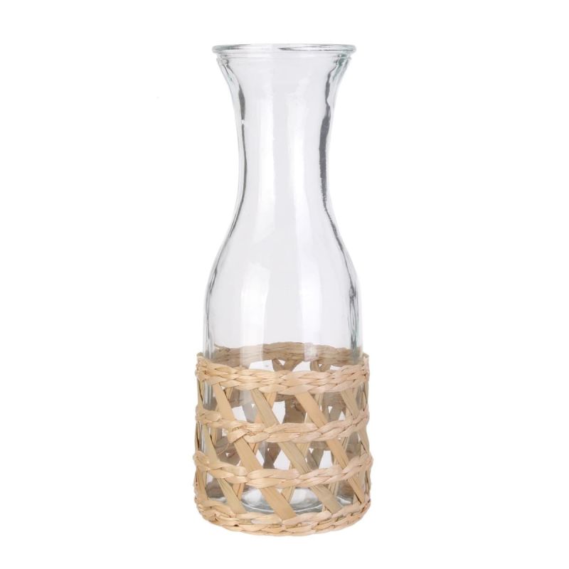 Carafe en verre 1L avec cannage en bois de saule Carafe en verre 1L avec cannage en bois de saule