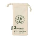 Set de 2 pochons beige de couverts réutilisables en bambou