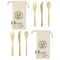 Set de 2 pochons beige de couverts réutilisables en bambou
