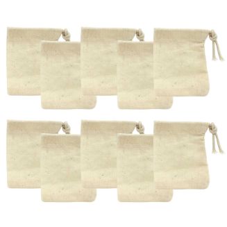 Set de 10 sachets de thé réutilisables en coton beige