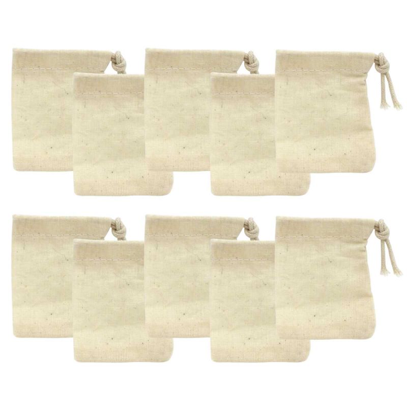 Set de 10 sachets de thé réutilisables en coton beige Set de 10 sachets de thé réutilisables en coton beige