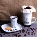 Set de 4 filtres à café réutilisables en coton beige (taille 4)
