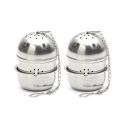 Set de 2 boules à thé en acier inoxidable avec support