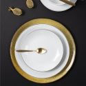 Set de 6 assiettes plates blanches en porcelaine avec liseré doré (Ø26,5 cm) - AURA