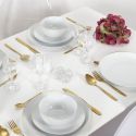 Set de 6 assiettes plates blanches en porcelaine avec liseré doré (Ø26,5 cm) - AURA