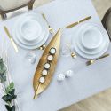 Set de 6 assiettes plates blanches en porcelaine avec liseré doré (Ø26,5 cm) - AURA