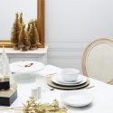 Set de 6 assiettes plates blanches en porcelaine avec liseré doré (Ø26,5 cm) - AURA