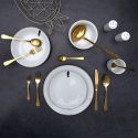 Set de 6 assiettes à dessert blanches en porcelaine avec liseré doré (Ø20cm) - AURA