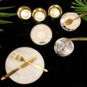 Set de 6 assiettes à dessert blanches en porcelaine avec liseré doré (Ø20cm) - AURA