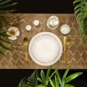 Set de 6 assiettes à dessert blanches en porcelaine avec liseré doré (Ø20cm) - AURA