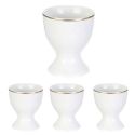 Set de 4 coquetier blancs en porcelaine avec liseré doré (5cl) - AURA