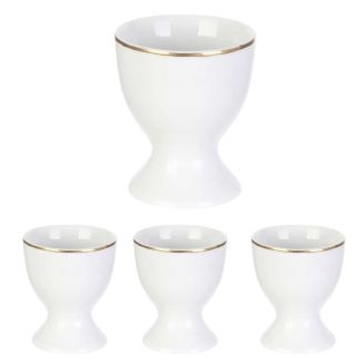 Set de 4 coquetier blancs en porcelaine avec liseré doré (5cl) - AURA