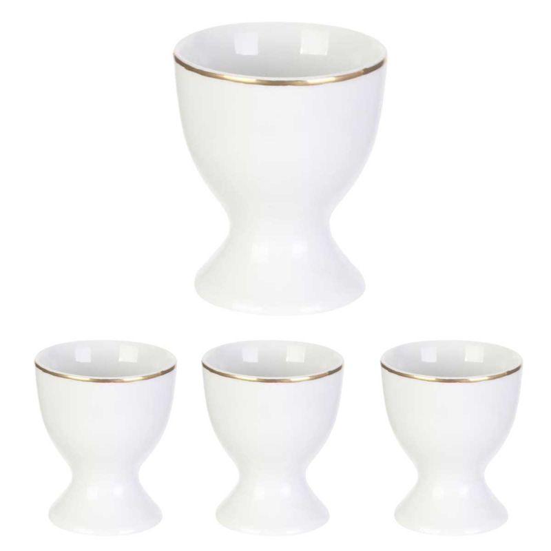 Set de 4 coquetier blancs en porcelaine avec liseré doré (5cl) - AURA Set de 4 coquetier blancs en porcelaine avec liseré doré (5cl) - AURA