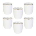 Set de 6 tasses blanches en porcelaine avec liseré doré (18cl) - AURA
