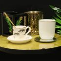 Set de 6 tasses blanches en porcelaine avec liseré doré (18cl) - AURA