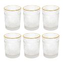 Set de 6 verres 25cl en verre avec reliefs géométriques et liseré doré