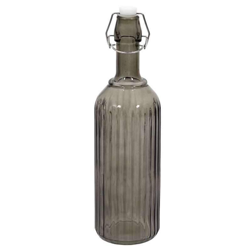 Bouteille à clapet 1L en verre teinté gris Bouteille à clapet 1L en verre teinté gris