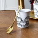 Set de 4 cuillères à café dorées en acier inoxydable style feuilles