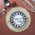 Ensemble de 6 sets de table ronds en papier beige naturel à franges (Ø38 cm)