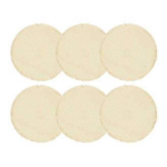 Ensemble de 6 sets de table ronds en papier beige naturel à franges (Ø38 cm)
