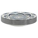 Set de 6 assiettes plates en porcelaine bleu mandala (Ø26cm)