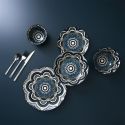 Set de 6 assiettes plates en porcelaine bleu mandala (Ø26cm)