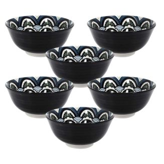 Set de 6 bols en porcelaine bleu mandala (Ø15cm)