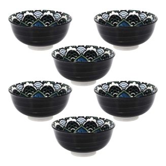 Set de 6 bols en porcelaine bleu mandala (Ø12cm)