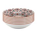 Set de 6 assiettes creuses en porcelaine orange mandala (Ø20cm)
