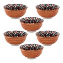 Set de 6 bols en porcelaine orange mandala (Ø12cm)